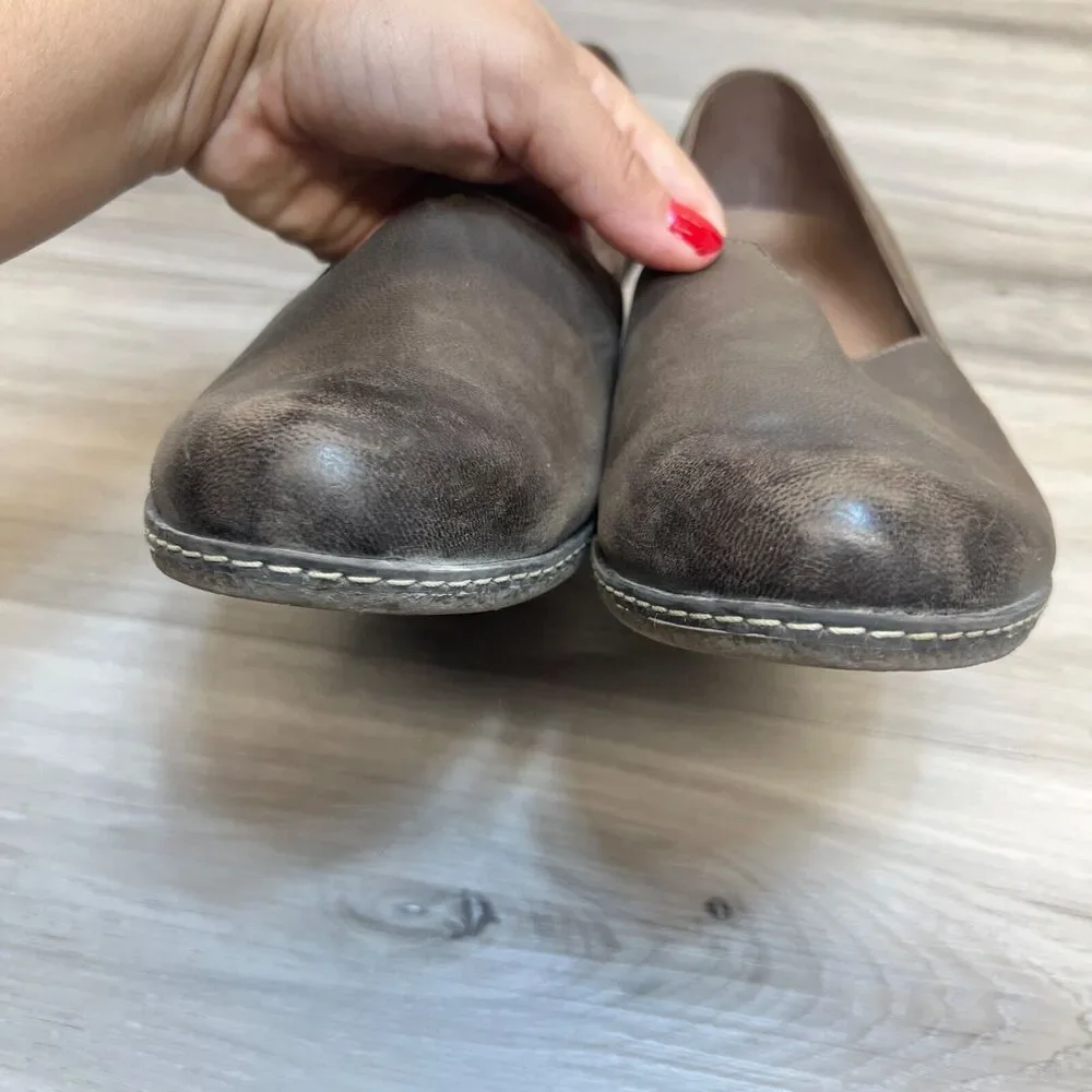 DANSKO LILIANA Burnished Teak Leather Wedge Shoe Pump Slip On 39 women‎ 8.5 - 9